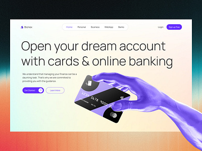 Digital Banking Landing Page bank bank card credit card digital banking finance fintech landing page landing ui modern online banking ui design uiux user experience user interface web design webdesign website design