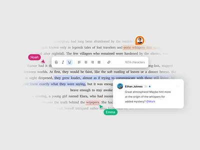 Collaborative Text Editor - Eight Dashboard collaborate collaboration comment concept cursor editor figma filter group message minimal script tag team text editor ui ui ux ux word