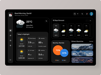 Weather Forecast Dashboard branding concept design design ui ui design web design website