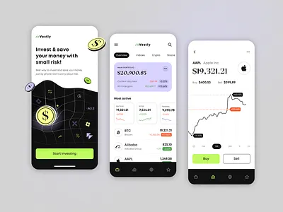 InVestly - Mobile App android app design application design finance finance app financial financial app fintech fintech app invest investment ios app design mobile app mobileapp transactions ui uiux user experience user interface design ux uxuidesign