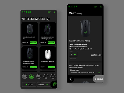 Razer Shopping Experience graphic design logo razer shop shopping shoppingapp slider ui ux