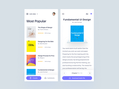 Ebooks app app book book app clean ui design ebook elegant list view minimalist mobileapp simple ui design white
