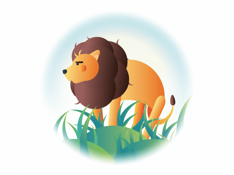 Lion in the Winds after effect animal animation design gras illustrator lion loop natur