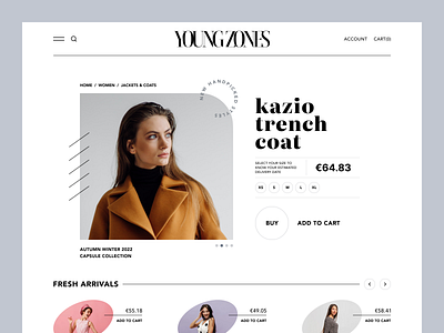 Youngzones - E-commerce website clothing clothing brand ecommerce ecommerce app fashion interface landing page online shop online store shopping store store ui storefront ui ui design ux web design