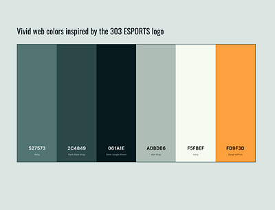 Color Palette for 303 ESPORTS Web Design color palette design web design