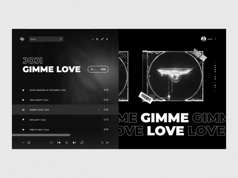 Music player | Web artist dark design interface media player music music player player playlist song style typography ui ux webdesign
