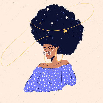 Afro afro character curly design digital hair illustration person stars texture