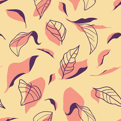 Purple and Coral Leaves Background