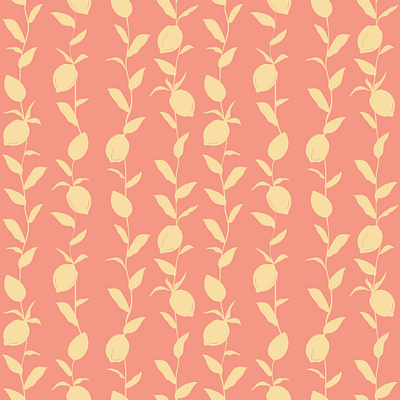 Yellow Lemon Fruits and Leaves Pattern