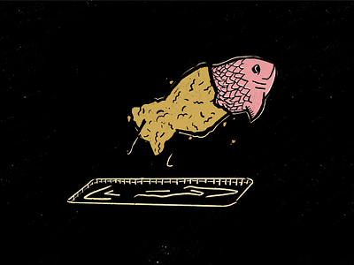 Fried fish freedom fish fried hi kuu illustration inktober kuuhubbard vector