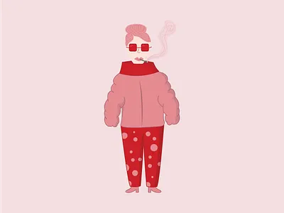 Bulky // Vectober 2020 // 03 adobe illustrator bulky design illustration inktober inktober2020 jacket smoking sweater vector woman woman illustration