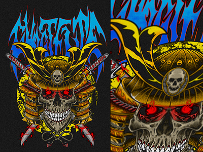 Dead Samurai ( Ghost Elite ) artwork bandmerch darkart drawing dribbble best shot gajahnakal illustration merchandise samurai skull tshirt design