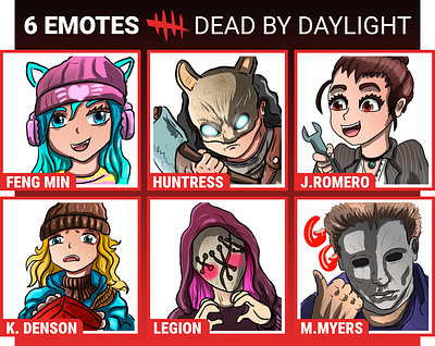 6 DBD Emote Set #1 / Dead By Daylight / Twitch / Discord Emotes anime emotes emote twitch twitch badges twitch emote twitch graphic