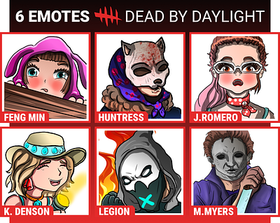 6 DBD Emote Set #2 / Dead By Daylight / Twitch / Discord Emotes anime emotes emote twitch twitch badges twitch emote twitch graphic