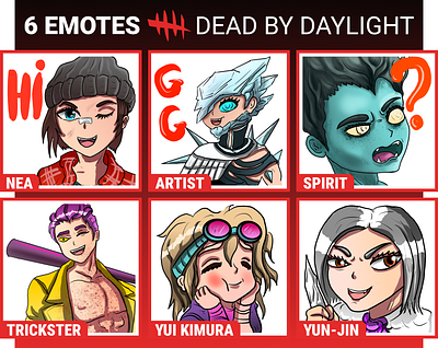 6 DBD Emote Set #4 / Dead By Daylight / Twitch / Discord Emotes anime emotes emote twitch twitch badges twitch emote twitch graphic