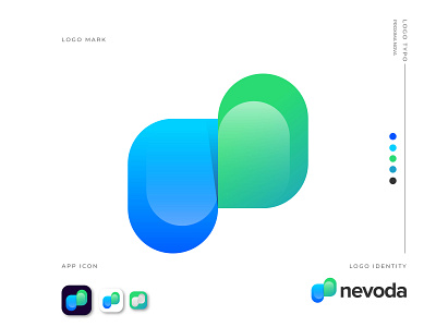 Nevoda Logo Design 3d abstract app icon app logo branding branding and identity design gradient letter n logo designer logo idea logo identity logo mark logotype medical logo modern logo monogram logo n logo technology vector icon mark symbol