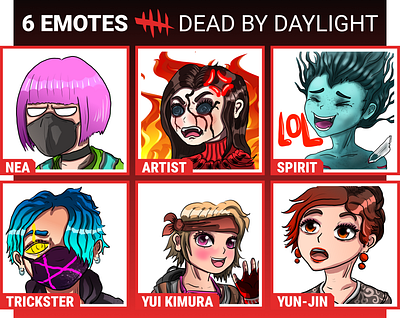 6 DBD Emote Set #5 / Dead By Daylight / Twitch / Discord Emotes anime emotes emote twitch twitch badges twitch emote twitch graphic