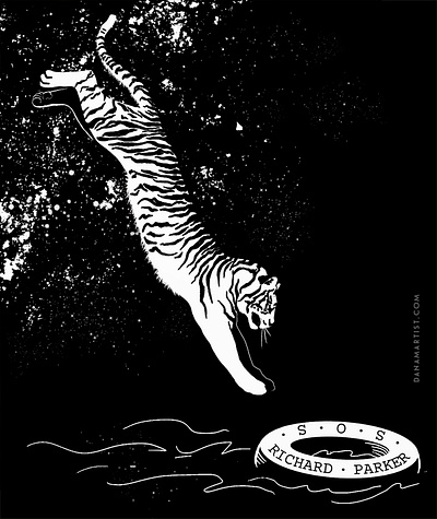 Richard Parker black white blackandwhite books character illustration inktober inktober2020 reading