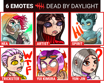 6 DBD Emote Set #6 / Dead By Daylight / Twitch / Discord Emotes anime emotes emote twitch twitch badges twitch emote twitch graphic