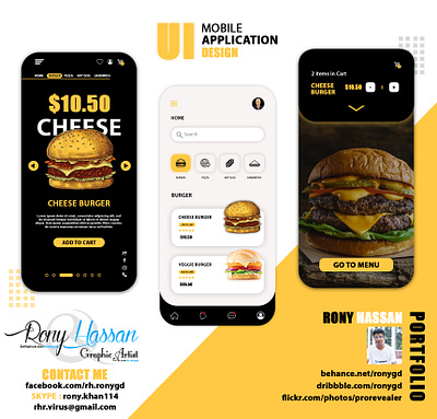 MOBILE APPLICATION UI DESIGN | BURGER APP DESIGN | RESTAURANT AP awesome work best shot brand branding cool shot dribbble dribbblers product branding ui ux