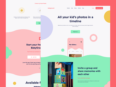 Babyground Landing Page app camera children creative dashboard design desktop gallery illustration interface ios kids landing minimalist photos system typography ui ux website