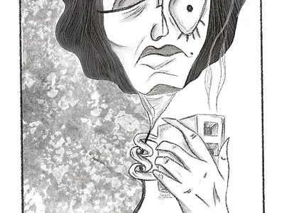 drinking lady illustration