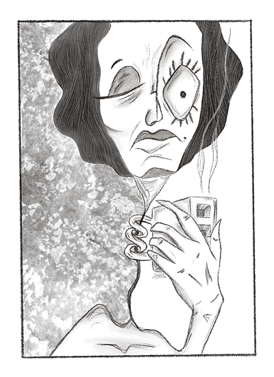 drinking lady illustration