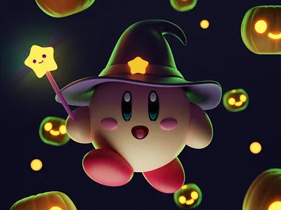 SpooKirby 3d 3d art blender character dribbble halloween kirby modeling nintendo pumpkin render shot spooky