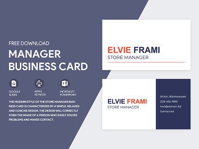 Manager Business Card Free Google Docs Template business card cards clean design docs document google minimal minimalistic ms print printing simple template templates visit visiting word