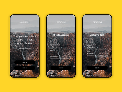 Meditation App Sign up Sign in design flat login form meditation meditation app minimal minimalist mobile app mobile design mobile ui registration form sign in sign up ui