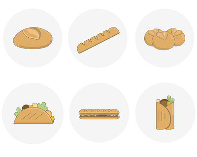 Vector icons set 2d bakery bread design digital flat food food illustration illustration vector vector illustration