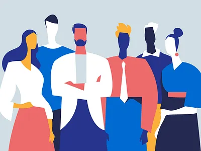 Folks characters crowd folks group guys illustration lifestyle people personality pop art society style team vector.