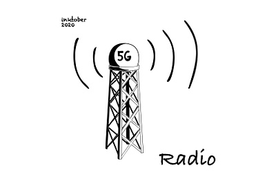 Inktober 2020. Day 4. Radio 5g affinitydesigner art design illustration inktober inktober2020 ipadproart poster radio waves sticker vector