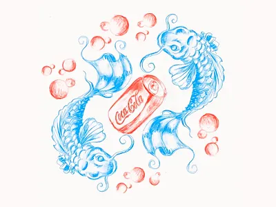 dreams character cocacola coke fish graphic illustration