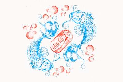 dreams character cocacola coke fish graphic illustration