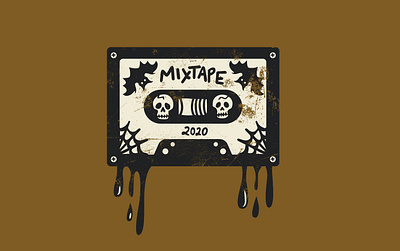 2020 Mix black and white cassette cassettetape design graphic gritty halloween illustration logo radio vector