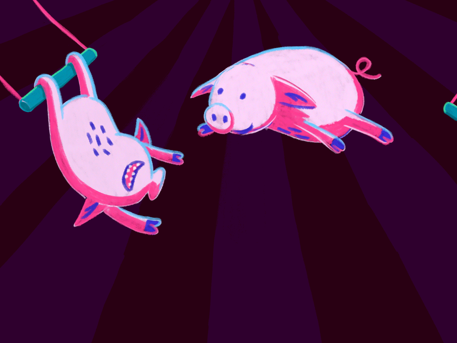 Flying Piglets animated gif cel animation circus flying pigs frame by frame