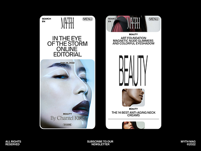MYTH animation beauty clean concept design editorial fashion magazine ui ux website