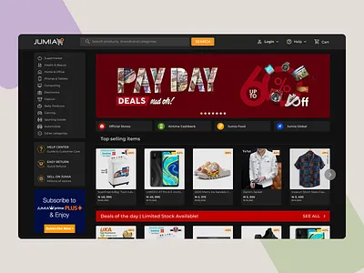 Jumia Dark Mode dark mode design desktop ecommerce inspiration ui ui design web website concept