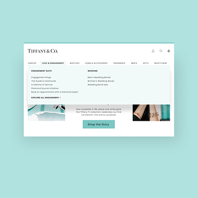 Header Navigation Redesign Tiffany.co creative designinspiration header navigation header navigation design hireme minimal uidesign uidesigner userinterfacedesign