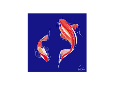 koi fishies app design fish flat icon illustration illustrator inktober procreate