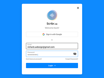 Login Modal (WIP) with Multi-States flows form google input box input field input fields interaction login login form login page login screen modal sign in sign up sign up form sign up page states web