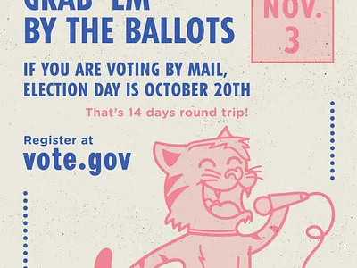 Grab 'Em by the Ballots: VOTE! adobe illustrator ballot biden branding cat design illustration logo microphone minimal retro vector vote voter votes
