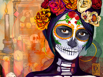 Death is democratic art design diadelosmuertos digital art drawing graphic design illustration illustrator procreate