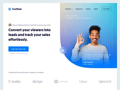 Trustflame - Hero Exploration header header design header exploration hero header hero image hero section landing page minimal minimalist minimalistic ui ui design uidesign uiux web web design webdesign website website design