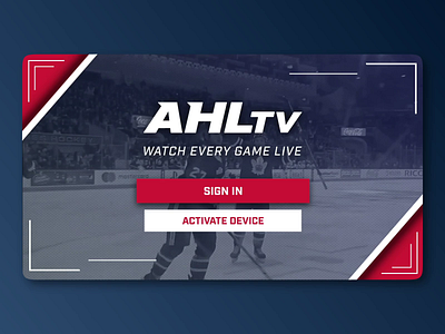 Hockey Streaming App Concept Design - Splash Screen 10ft adobe ahl ahltv animation app app design concept concept design hockey interaction interactiondesign motion nhl splash screen sports tv ui uiux ux