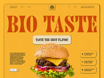 Bio Taste plant-based meat burger concept delicious design e commerce ecommerce fast food food meat plant based recipe recipes shop ui ux vegan webdesign website