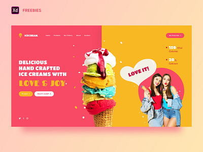Ice Cream Landing Page Free XD Download android mobile app creative design inspiration dribbble food delivery free download freebies home page ice cream home page ice cream landing page ice cream poster ios mobile app landing page sweets ui ux design web layout website design