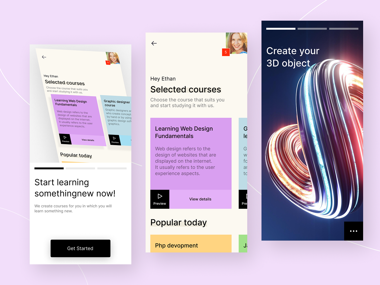 E-learning UI design by Ethan on Dribbble