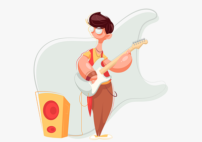 Guitar cartoon character character design drawing illustration